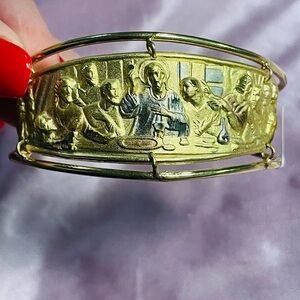 Gold Religious Bangle Bracelet